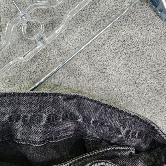 Womens Black American Eagle Super Hi Rise Jegging Crop Jeans Distressed Size 000 - Picture 3 of 10